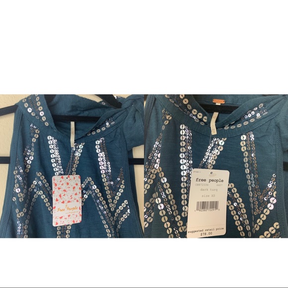 NWT FREE PEOPLE Glitter City Tie Neck Tank - Picture 3 of 4